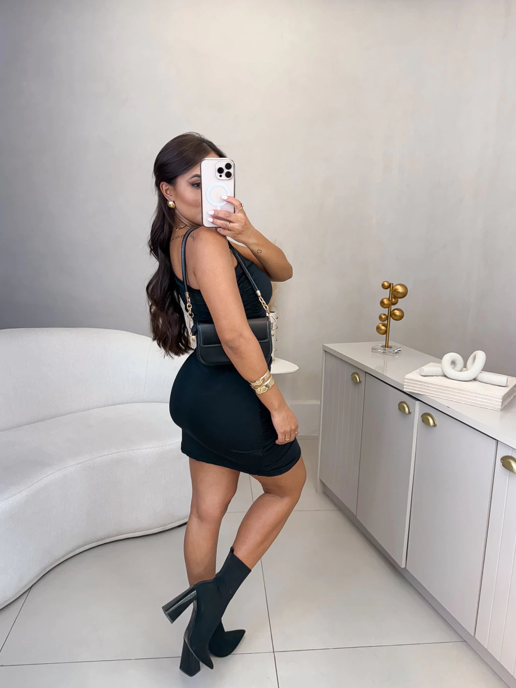 Vestido livia poliamida com frontal assimétrica - preto