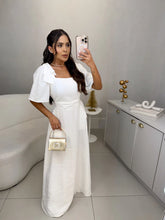 Vestido gabriela de manguinha com laço nos ombros - off white